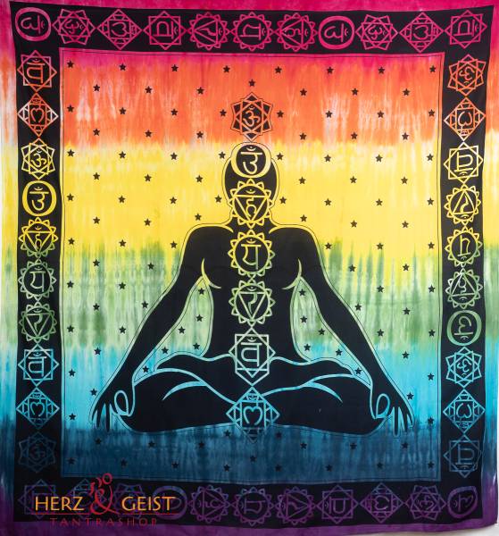 Ritualtuch Tagesdecke Wandbehang - Chakra Yogi Regenbogen - Doppelt