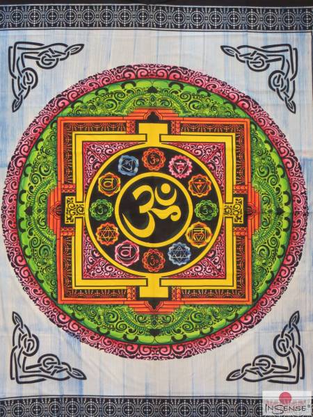 Ritualtuch Tagesdecke Wandbehang - OM Mandala Bunt - Doppelt