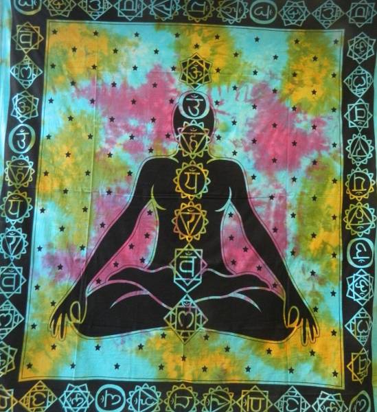 Ritualtuch Tagesdecke Wandbehang - Chakra Yogi Regenbogen - Doppelt